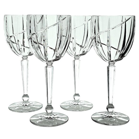 Mikasa Other - Mikasa Uptrend Wine Glasses 8.2in set-4 vertical spiral swirl cut crystal water